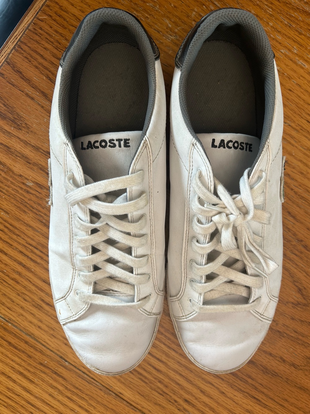 Lacoste Men’s White Low-Top Leather Sneakers size 13